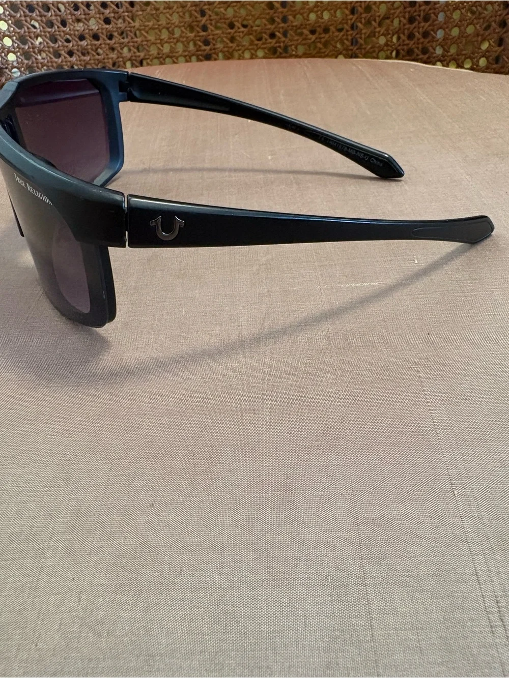 True Religion Black Shield Sunglasses with Dark Lenses